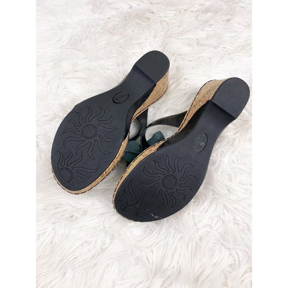 Bjorndal Lana Black Flower Wedge Sandals 9 - Picture 6 of 6